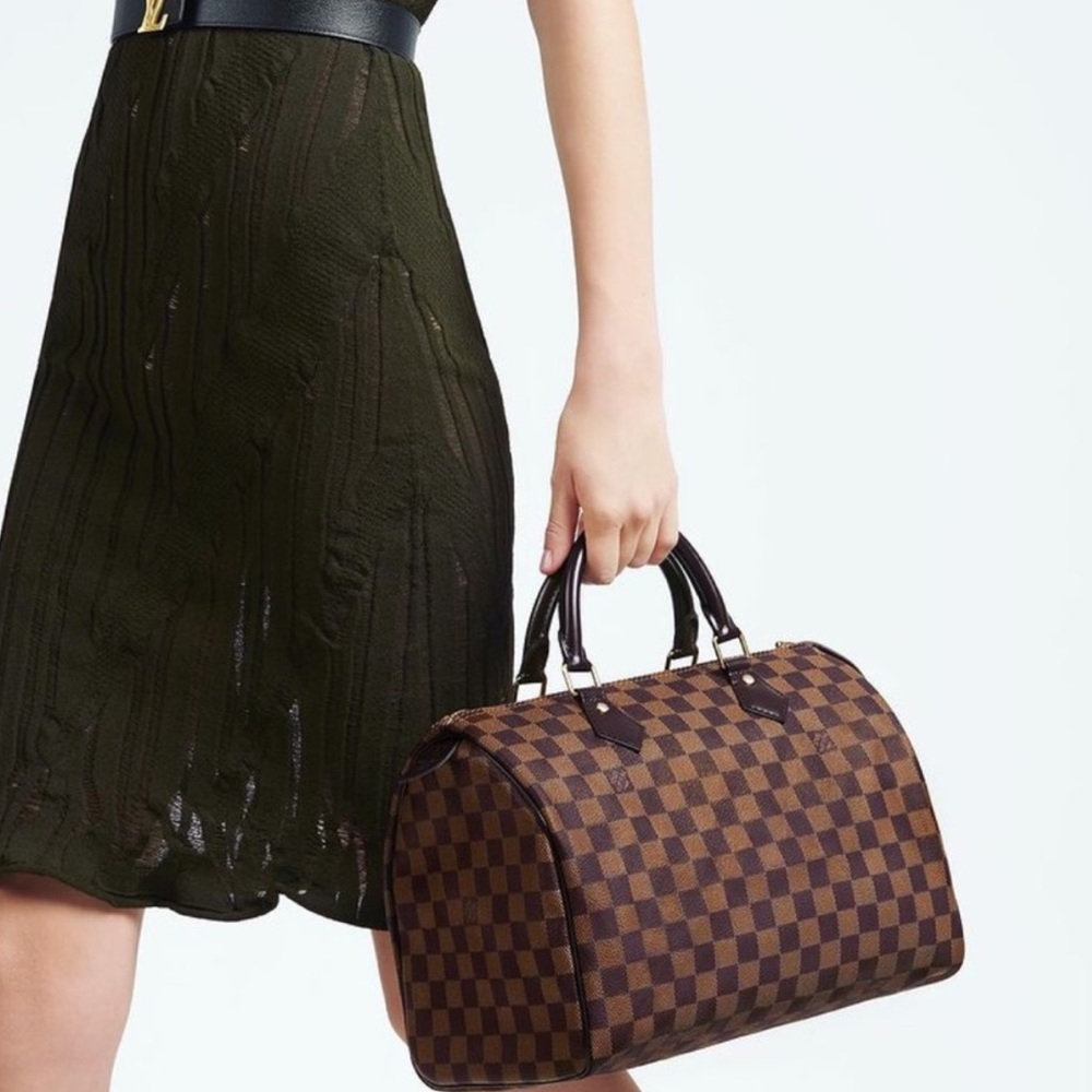 LIKE NEW! Authentic Louis Vuitton Damier Ebene Speedy 30 N41364 with LOCK & TAGS - Picture 4 of 16